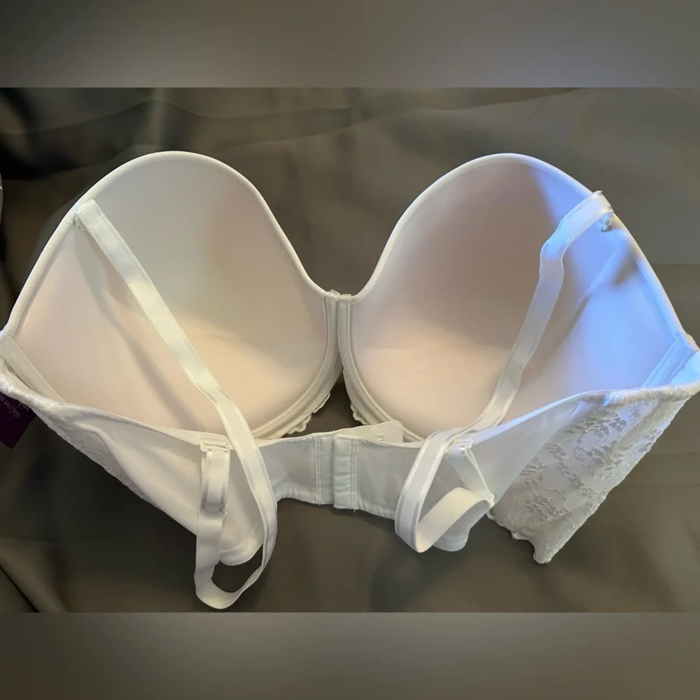 Dominique White Lace Convertible 46DD Convertible Strapless Bra NWT - Picture 9 of 9
